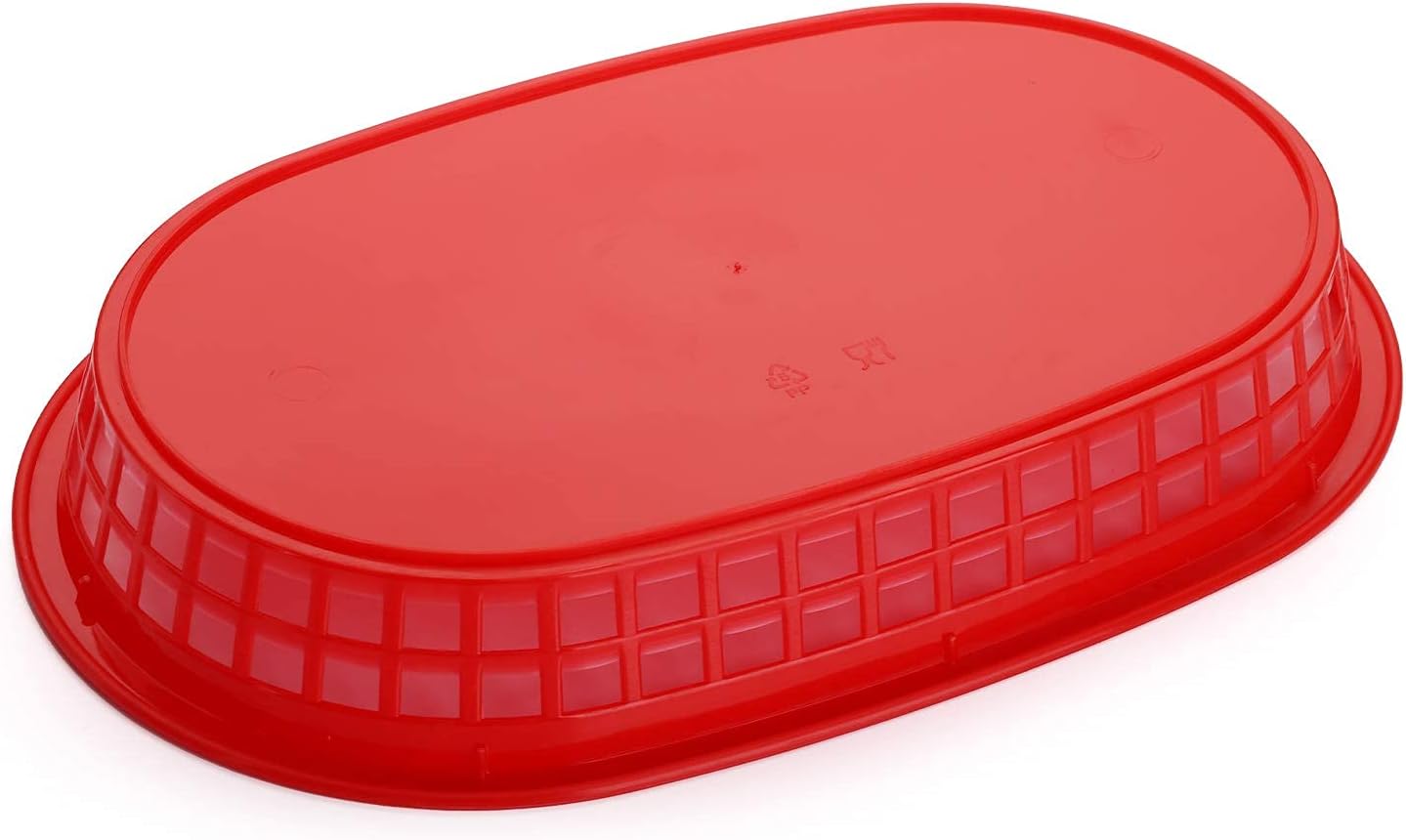 Cedilis 40 Pack Plastic Fast Food Baskets, 10.5 x 7 Inch Food Service Tray for Burgers, Hot Dogs, Fries (red)