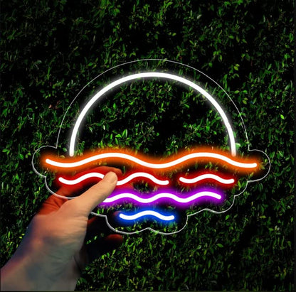 LED Decorative Lights USB Mountains Sunrise Sunset Led Neon Signs Home Decoration Wall Art Holiday Gift Brightness Adjustable 16.5''x11.8''