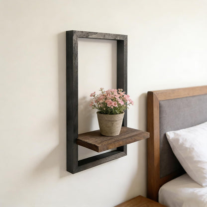Vineland Rustic Wooden Wall Shelves for Indoor Plants, Hanging Wall Planters Shelf, Floating Shelves for Wall Decor, Farmhouse Plant Holder for Bathroom, Bedroom, Living Room, Brown & Black