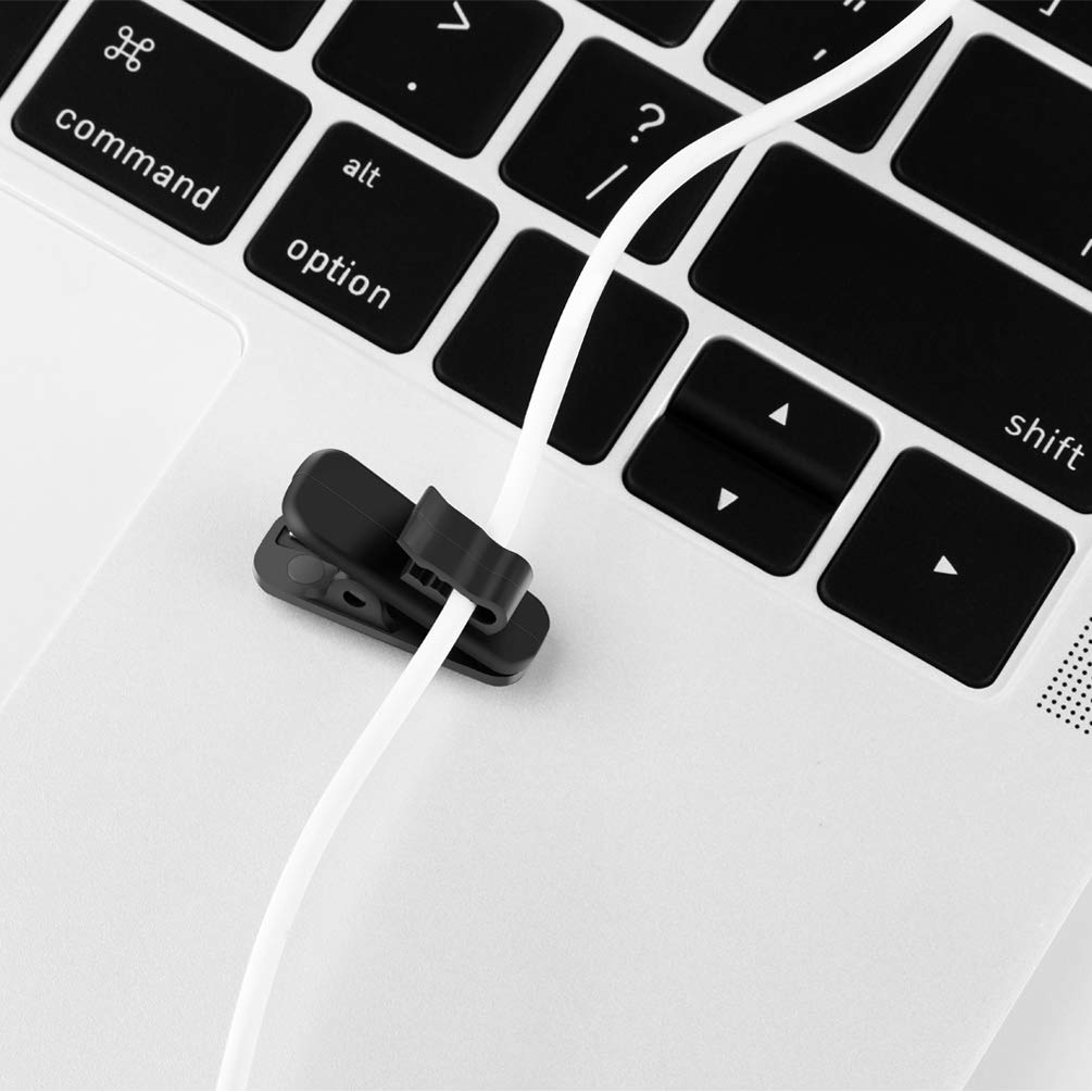 FENGWANGLI Headphone Clip for Shirt, 1 Inch Length Small Earbud Cord Management Earphone Mount Cable Clothing Clip to Keep Microphone Cord in Place for 1.5mm Diameter Round Wire (12 Pcs/Black)