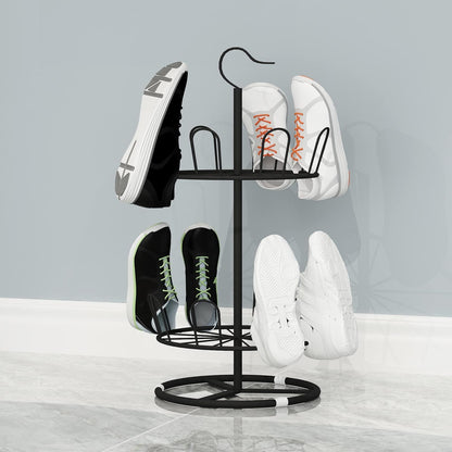 OLDRAINBOW Rack(2 Revolving Round Iron Shoe Tree Rack,Standing Circular Rotating Shoe Rack,Spinning Shoe Organizer
