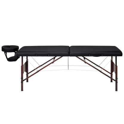 Master Massage Argo 28" Portable Massage Table with Walnut Legs – Spa Bed, Lash Table, Tattoo Bed, Beauty Bed – Black