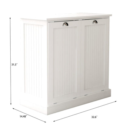 KCSWKJ Two-Compartment Tilt-Out Laundry Sorter Cabinet-White