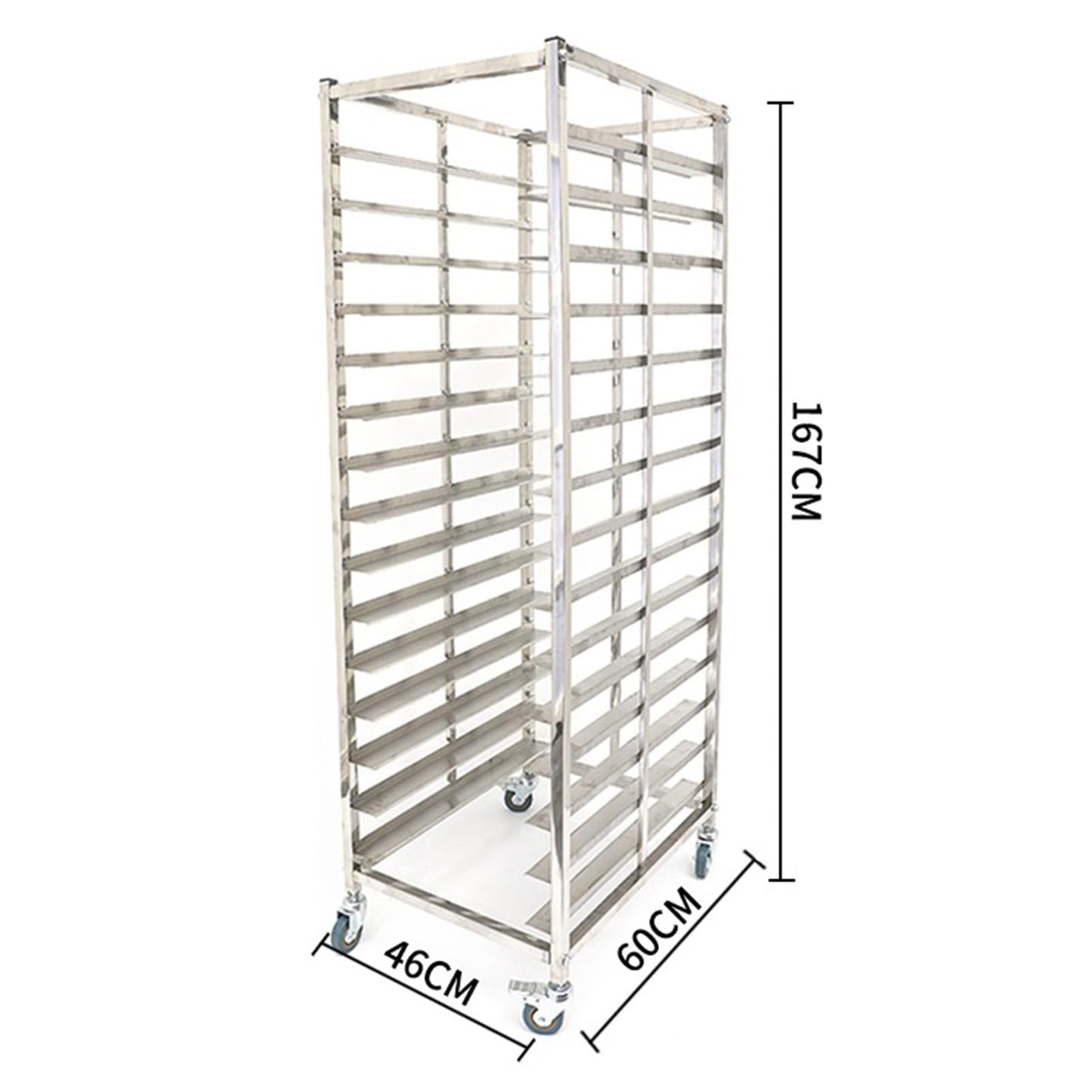 FUDUOSHUNYI Commercial Bakery Rack Stainless Steel Bun Pan Sheet Rack with Brake Casters, Kitchen Restaurant Cafeteria Bakers Rack Heavy Duty Dough Pizza Baking Tray Racks Storage Cooling Rack