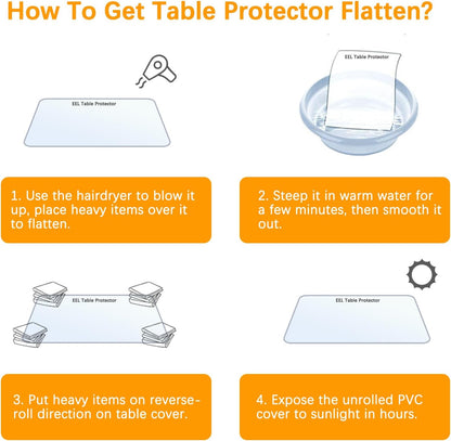 17 24 Inch 1.5mm X Clear Table Cover Protector Thick Table Protector for Dining Room Waterproof Plastic PVC Vinyl