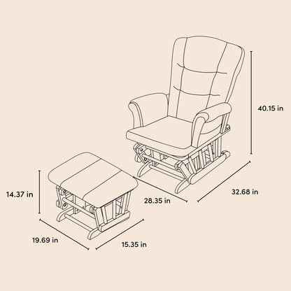 Storkcraft Tuscany Custom Glider and Ottoman with Free Lumbar Pillow (White/Grey) - Cleanable Upholstered Comfort Rocking Nursery Chair with Ottoman
