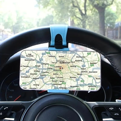 Universal Steering Wheel & Bike Phone Holder|Durable Adjustable Clip Mount for Car, Motorcycle,Bicycle|Non-Slip Phone Stand (4-7 Inch Screens),Blue.