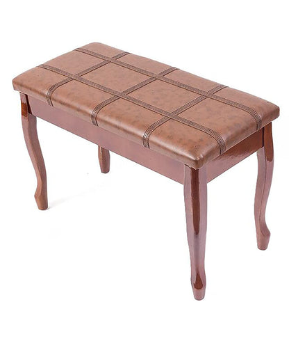 ELUKHT Deluxe Genuine Leather Piano Bench, Fixed Height Duet Piano Stool with Large Storage Box Keyboard Bench Vanity Stool, 76 x 35 x 49CM, Teak