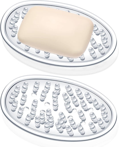 2 Counter, 4.5 3 0.7 Inches Pcs Plastic Soap Holder Soap Dish Bar Saver Tray with Holes Sponge Holder for Kitchen