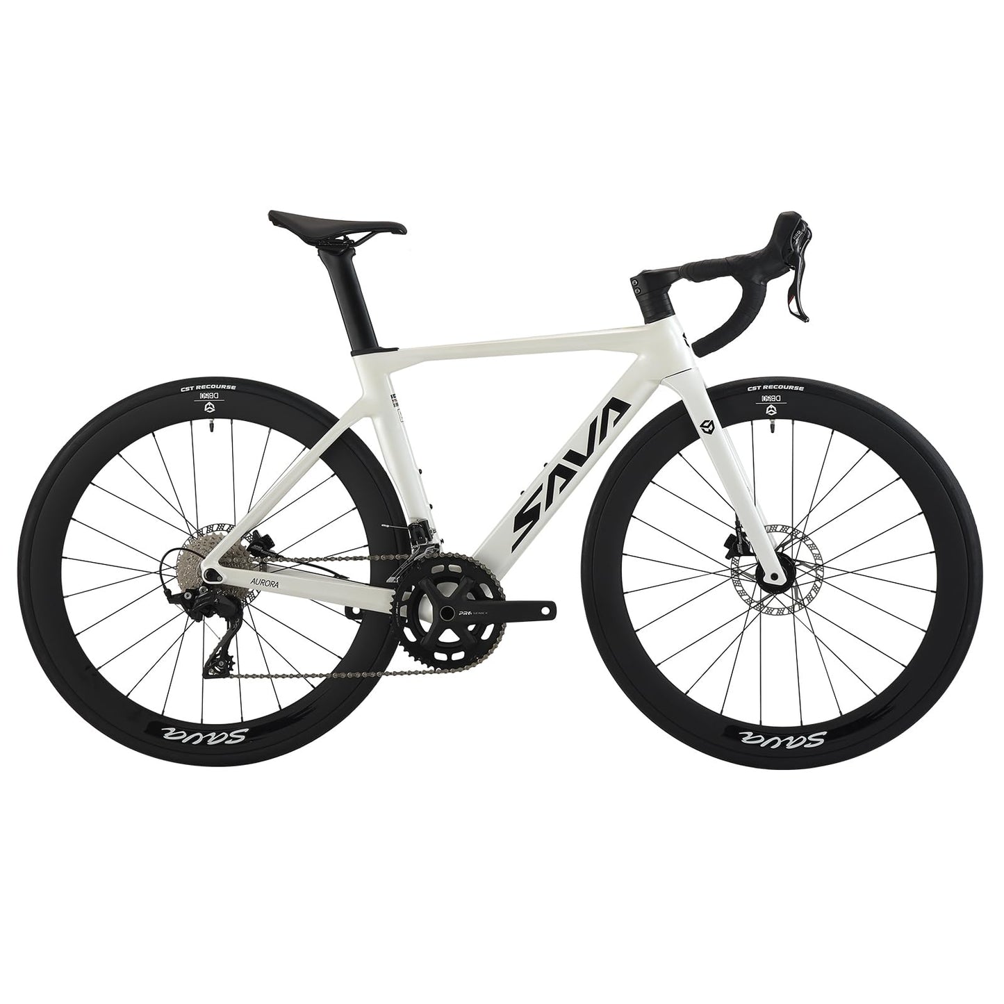 SAVADECK A7L Carbon Road Bike, T800 Carbon Fiber Frame 700C Racing Bicycle with Shimano 105 R7100 24 Speed Groupset and Hydraulic Disc Brake, Ultra-Light Carbon Bike for Man and Women(White,47cm)