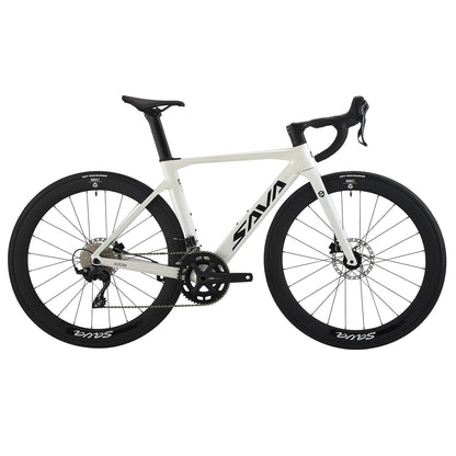 SAVADECK A7L Carbon Road Bike, T800 Carbon Fiber Frame 700C Racing Bicycle with Shimano 105 R7100 24 Speed Groupset and Hydraulic Disc Brake, Ultra-Light Carbon Bike for Man and Women(White,54CM)