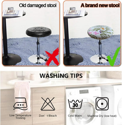 Levoberg 4 Pack 13-20inch #5 Stool Cover Round Printed Bar Stool Seat Slipcover Stretch Rolling Stool Cover