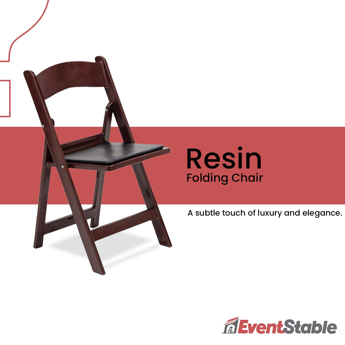 EventStable Titan PRO Resin Folding Chair - Mahogany Indoor/Outdoor Lightweight Folding Chair with Vinyl Padded for Weddings Parties Events - 100 Pack