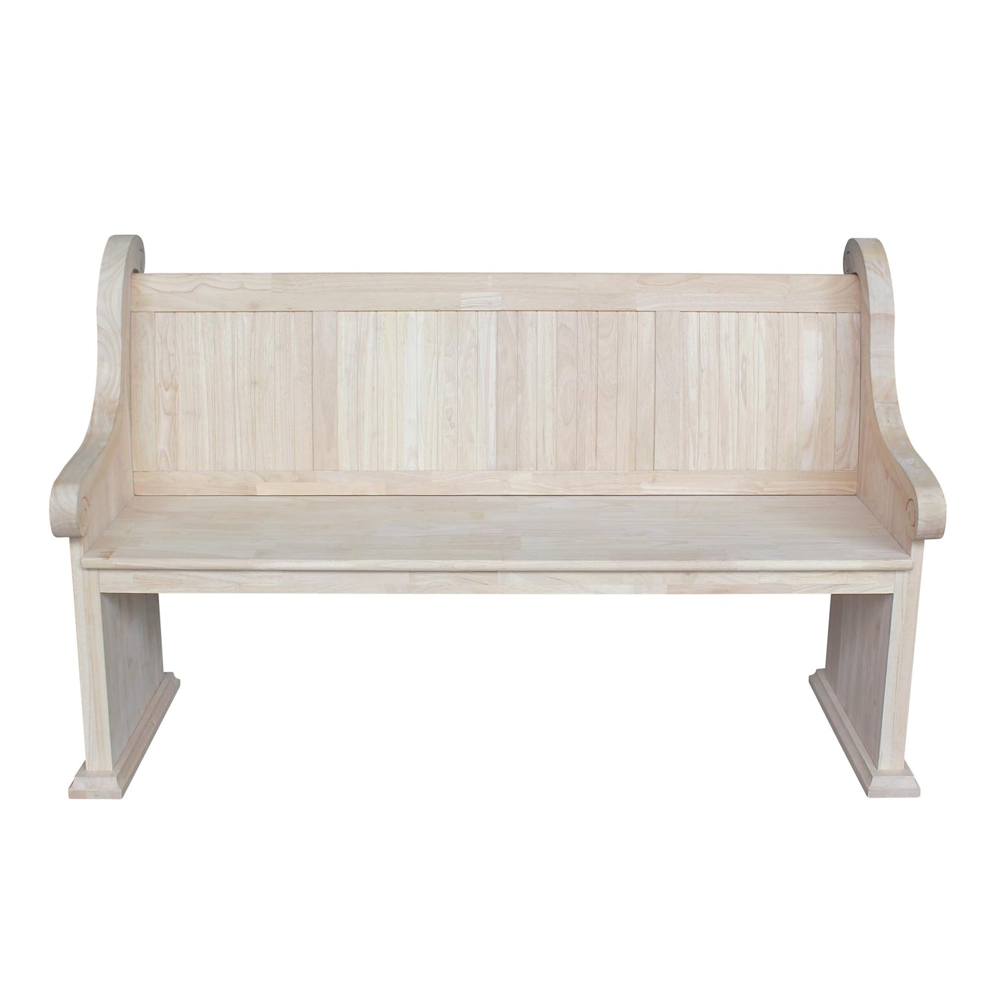 IC International Concepts, Sanctuary Bench, Solid Real Wood, Sturdy Parawood, Entryway/Dining/Living, Spacious Dimensions 58" W x 17.7" D x 18" H, 450 LBS Capacity, Paint/Stain Ready, Unfinished