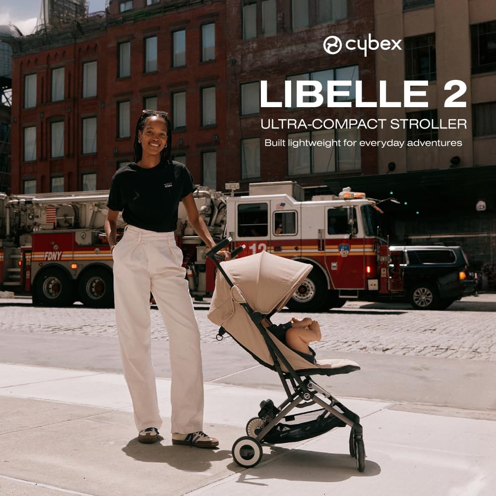 Cybex Libelle 2 Travel Baby Stroller - Lightweight Carry-On Travel Stroller for Airplane with One-Hand Recline, Compatible with CYBEX Car Seats, Magic Black