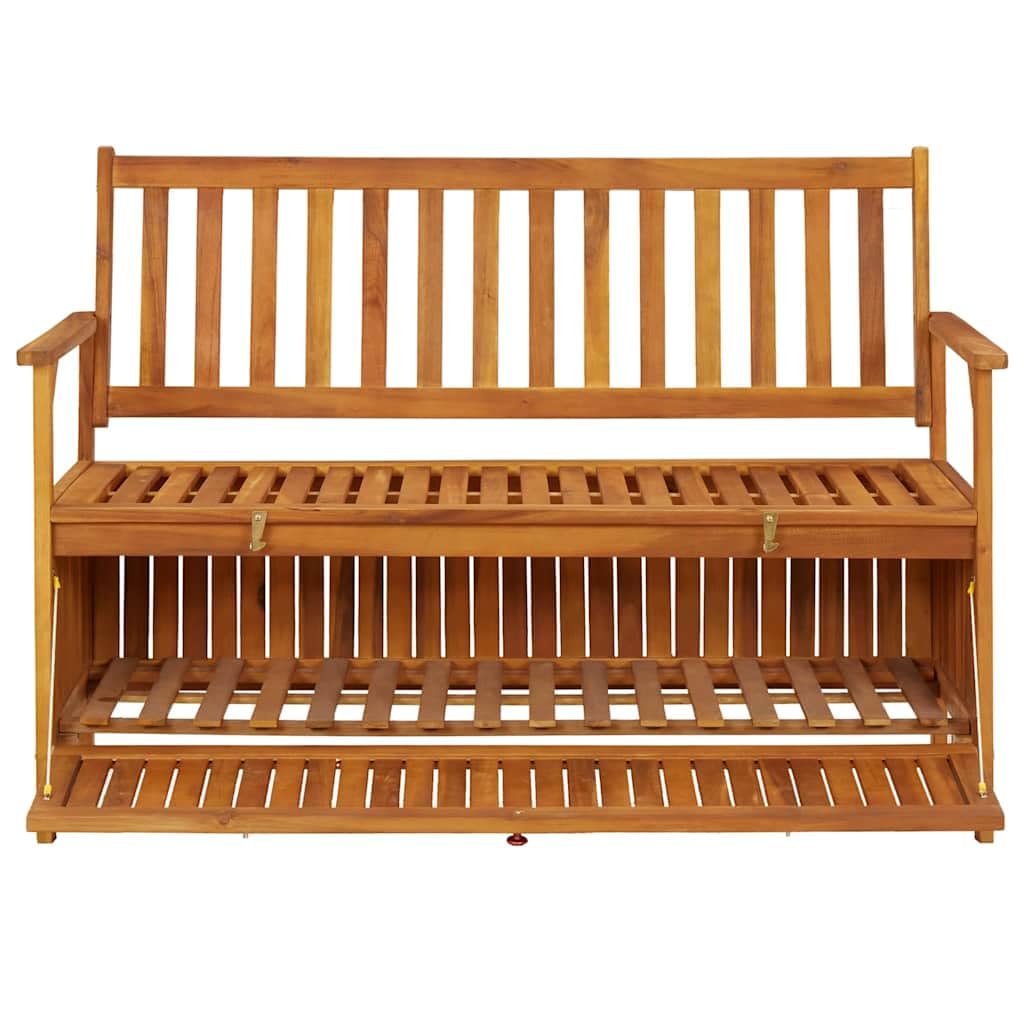 Favemtsl Solid Acacia Wood Storage Bench 47.2 x 24.8 Patio Outdoor Seating with Hidden Compartment Rustic Brown Oiled Finish for Porch Garden Backyard