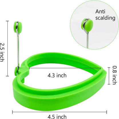 Food Grade Silicone Egg Rings, 4 Pack Non-stick Fried Egg Rings for Cooking, Heart-shaped Molds