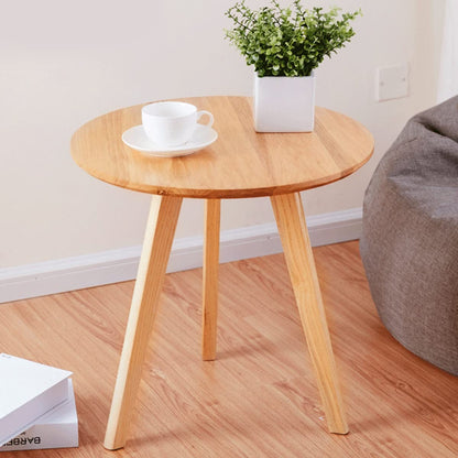 MHJKHG Round Coffee Table Living Room Wooden Coffee Table Balcony Small Table Small Dining Table Children's Game Table，Wood Color 50cm
