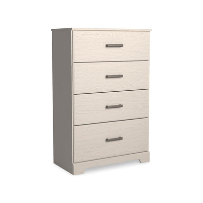 Signature Design by Ashley Stelsie Tall Dresser, White Chest with Four Smooth‑Gliding Drawers, Storage Furniture for Bedroom or Closet, 30.24" W x 46.34" H