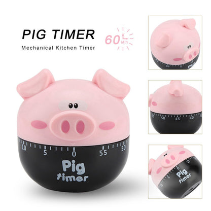 ‌shenruifa ‌‌‌‌‌‌Cute Cartoon Pig Kitchen Timer - Mechanical Cooking Timer Counter for Baking, Eggs & More (Pink)
