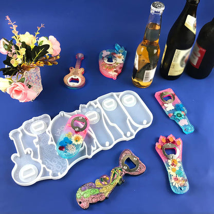 Epoxy Resin Mold Beer Opener Corkscrew Bottle Opener Silicone Mould Crafts Jewelry Keychain Making Tool Bottle Opener Epoxy Resin Mold (B)