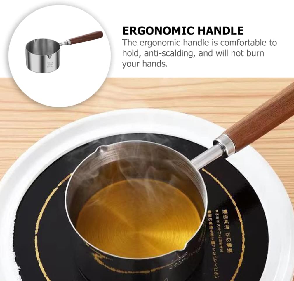SHERCHPRY Small Pot with Oil Cooking Ladle, Reusable Saucepan for Stove Top Cooking