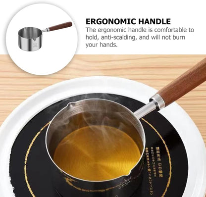 SHERCHPRY Small Pot with Oil Cooking Ladle, Reusable Saucepan for Stove Top Cooking