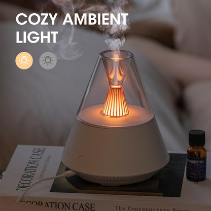 Essential Oil Diffuser, Modern Style Aromatherapy Aroma Diffusers with Candle Light, Fragrance Ultrasonic Cool Mist Humidifier, Remote Control, Auto Shut-Off, for Home Living Room Office
