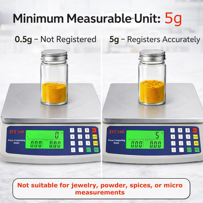 Large Digital Kitchen Scale 40kg/88lb Stainless Steel Price Computing Scale Counting Scale Deli Scale with LCD Display for Baking Bread Cooking Meat Prep Parts and Coins Adapter Included