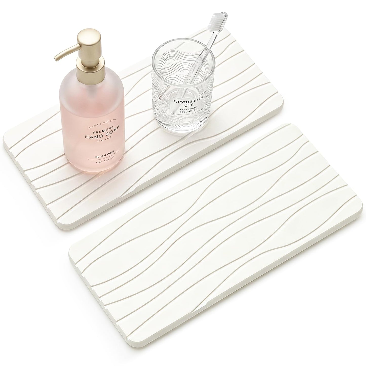 Water Absorbing Stone Tray for Bathroom Sink Stone Drying Mat for Kitchen Counter Diatomite Sink Soap Dispenser Trays Quick Dry Mat Kitchen Decor Diatomaceous Earth Vanity Tray Bathroom Accessories