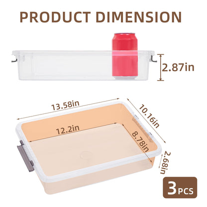 Citylife 3 PCS Plastic Storage Bins with Latching Lids Portable Project Case Clear File Box Stackable Storage Containers for Organizing A4 Paper, Photo, Document, Scrapbook
