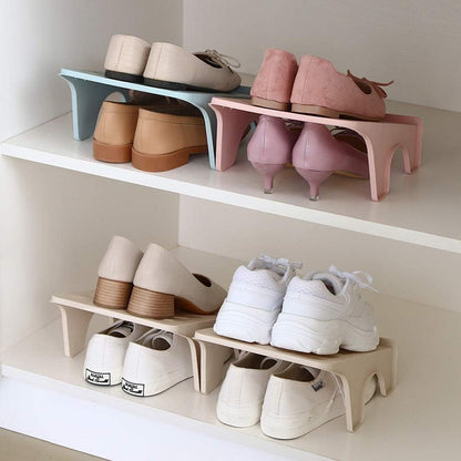 4 10 8.7 4.7", Closets, Pcs Stacking Shoe Organizer for Shelf x in Double Layer Space Saving Shoe Dividers for Shelves