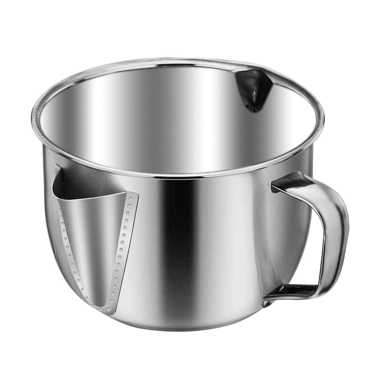 Stainless Steel Fat Separator Bowl, Large 4 Cups Gravy Separator Bowl With Handle Round Shape, 1000ml Capacity for Healthy Cooking Reduce Fat Intake(COLOR:no lid)