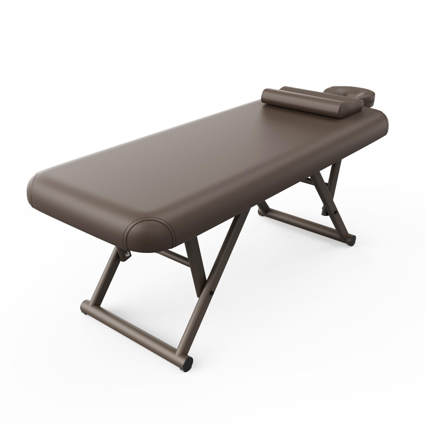 pouseayar Adjustable Massage Table with Face Pillow & Headrest, Sturdy and Solid, Silent and Easy to Adjust - Fixed Backrest, Brown