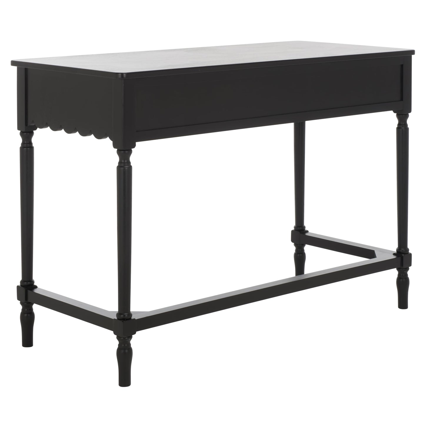 SAFAVIEH Furniture - Haven 2-Drawer Writing Desk - Matte Black - Solid Wood - Classic Storage Design - Ideal for Home Office, Den, Living Room, 42.1" W x 18.9" D x 29.5" H (DSK5715B)
