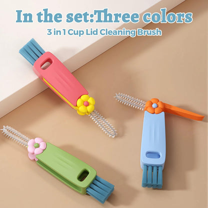 3 in 1 Cup Lid Cleaning Brush, Portable Multifunctional Cleaning Tool for Home Kitchen