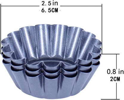 Cozynest 12PCS Mini Egg Tart Molds, Steel Baking Cups for Muffin Cake, 2.5 Inch Gray Pie Pans