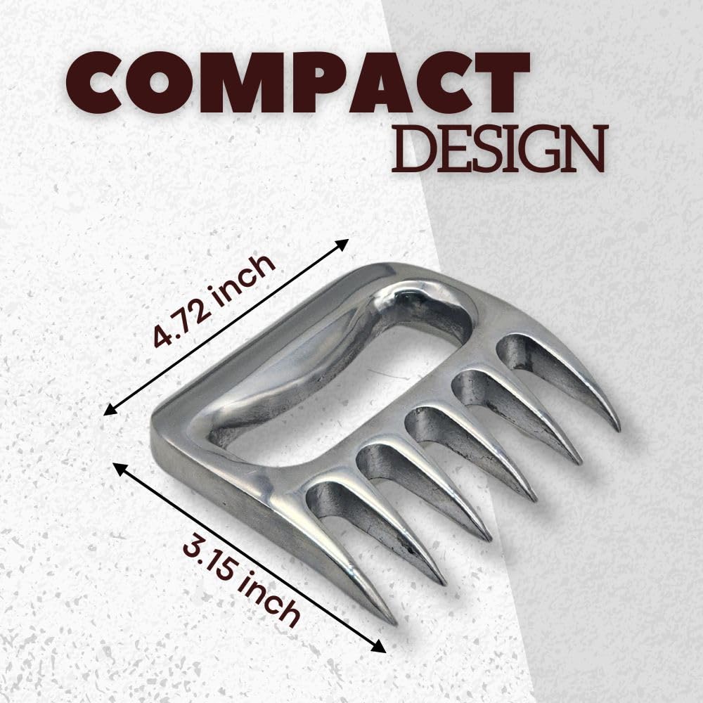 WOODBULL Premium Aluminum Polished Bear Claw Set Meat Shredder, Meat Shredder Claws for Pulled Pork, Chicken BBQ, Turkey, Kitchen Smoker Tool for BBQ Grilling, With Stylish Gift Box