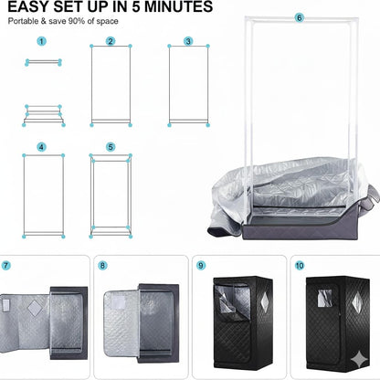 iDOTODO Infrared Red Light Therapy Sauna, Portable Steam and Infrared Sauna for Home, Full Body Sauna Tent for Relaxation, Large Infrared Sauna Box with 660nm Red Light, 3L&1100W Sauna Steamer
