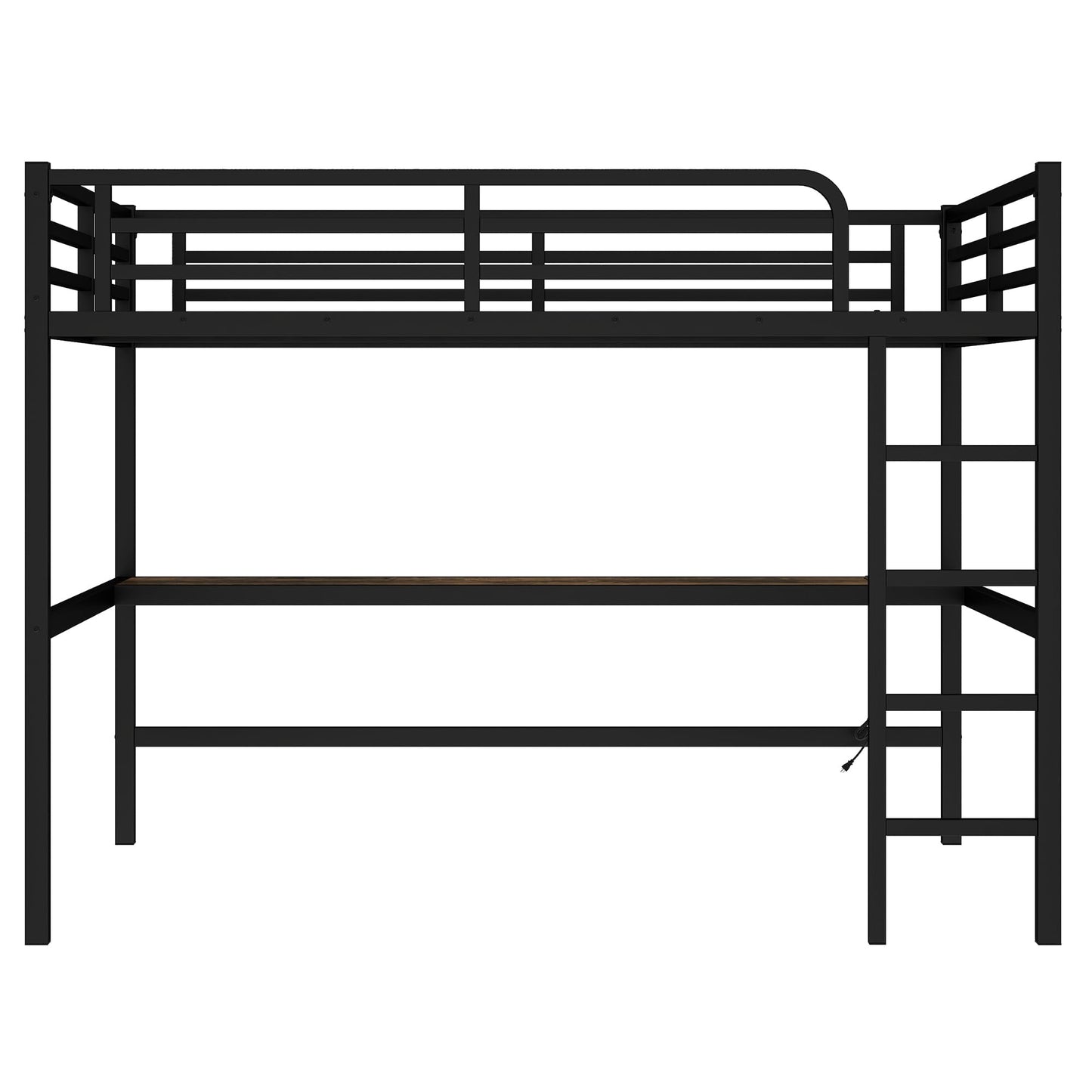 Bellemave Metal Queen Size Loft Bed with Desk and Charging Station,Queen Heavy Duty Loft Bed Frame with LED Lights and USB for Kids,Teens,Adults,Black
