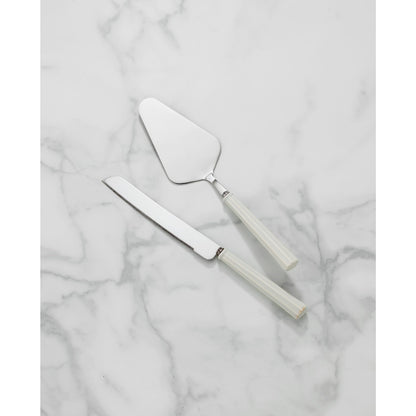Lenox Silverware Serving Set, French Perle Scallop 2-Piece Dessert Set, Stainless Steel, Handwash Only, Cake Knife And Cake Server, Serving Utensils, Dessert Serveware, Home, Kitchen (Silver, 2 Piece)