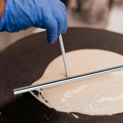 Crepe Spreader and Spatula Kit, Metal Handle Curved Offset Spacula 12", Stainless Steel 7" & 5" T-Shaped Batter Spreaders, Pancake Tool, Crepes Turner Sticks Fit Any Crepe Pan Maker, Pack of 3