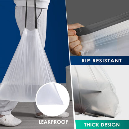 1 Gallon 100 Counts Mini Strong Drawstring Trash Bags Garbage Bags by RayPard, fit 3-4 Liter Small Trash Can, Tiny Waste Basket Liners for Home Office Bathroom Bedroom Car, White