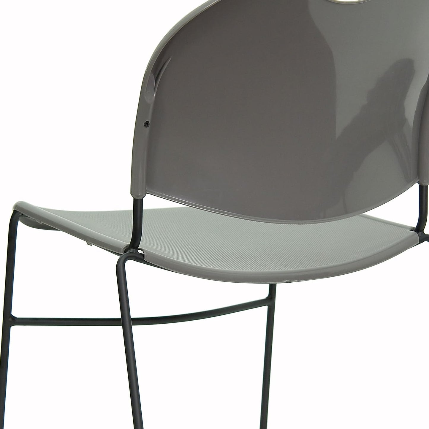 Flash Furniture 5 Pack HERCULES Series 880 lb. Capacity Gray Ultra-Compact Stack Chair with Black Powder Coated Frame
