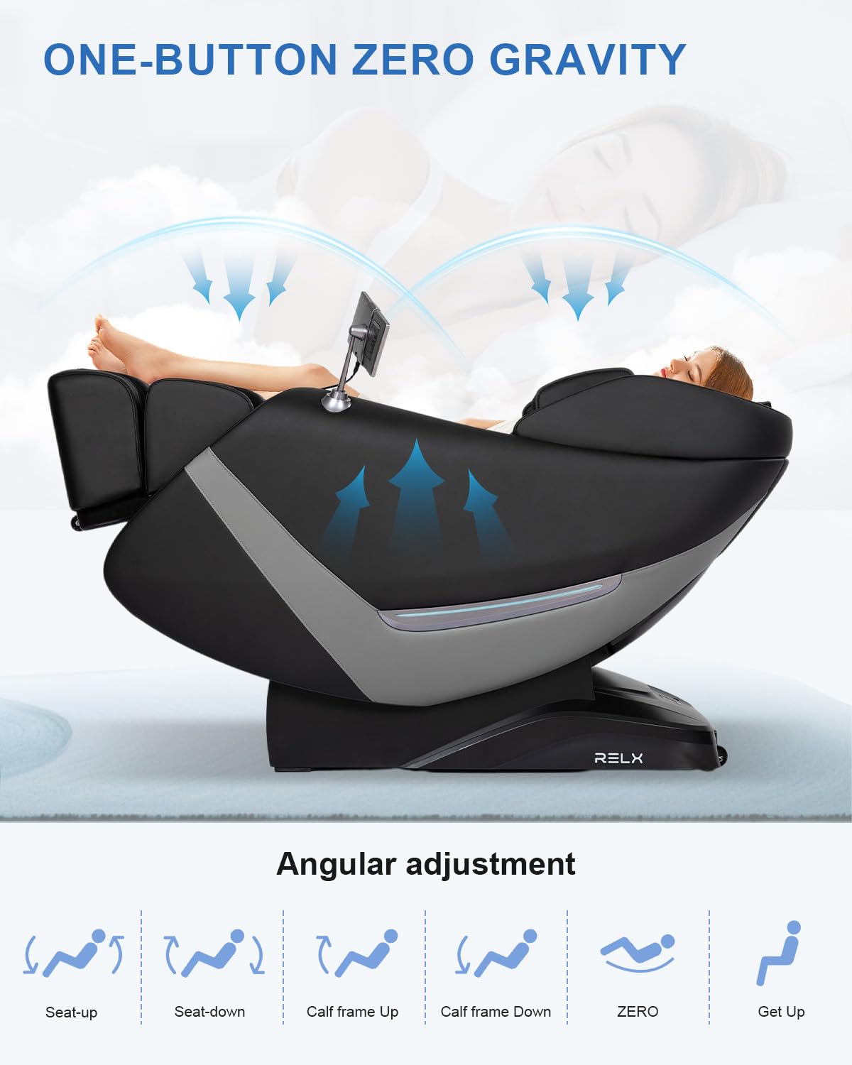 RELX 2026 Massage Chair Full Body, Zero Gravity Airbag Shiatsu Massage Chair with SL-Track, Heating, AI Control, Body Scan, 13 Modes, Foot Rollers, and Deep Yoga Stretch (Black)