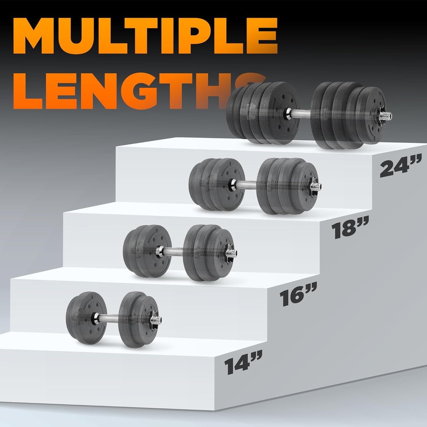 Yes4All Dumbbell Handles with Collars Standard for 1-inch Plates Weight Set (Chrome, Set of 2)