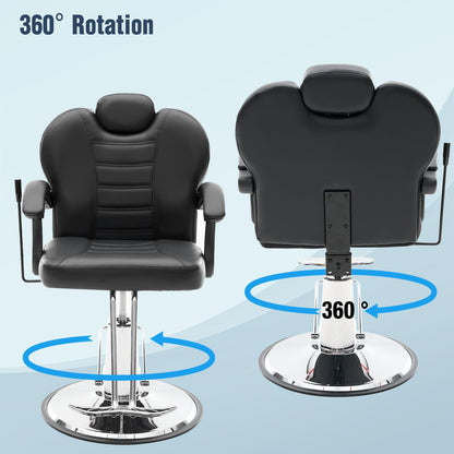 Tatub 90°-135° Reclining Salon Chair for Hair Stylist, 360° Swivel Barber Chair with Heavy Duty Hydraulic Pump, Adjustable Hair Chair for Barbershop, Home