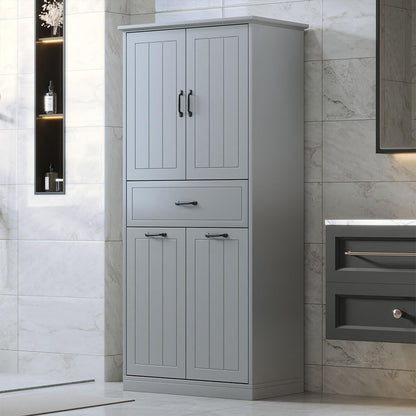 HOYOC Laundry Cabinet, Modern Wooden Bathroom Storage Cabinet with 2 Laundry Baskets,Pull Out Laundry Sorter with Doors and Drawer Storage Furniture for Laundry Room, Bathroom, Living Room,Gray