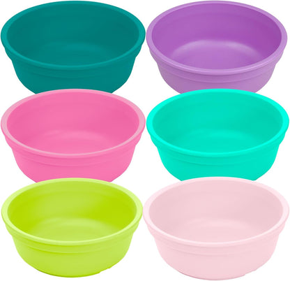 12 oz. Set 6 Re-Play Toddler Bowls of - Kids Deep-Walled, Durable & Reusable Snack and Meal Bowls, Dishwasher