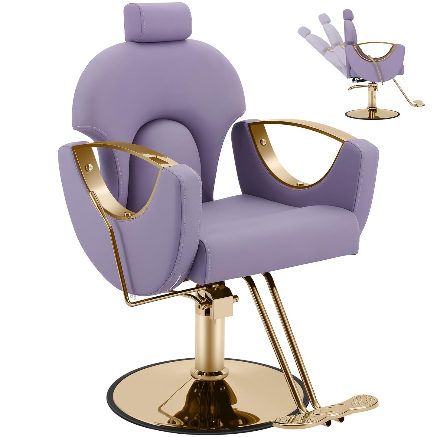 Tythical Salon Chair for Hair Stylist, Reclining Barber Chair with Heavy Duty Hydraulic Pump, 360 Degrees Swivel Styling Braiding Hairdresser Chair for Home Barbershop, Purple